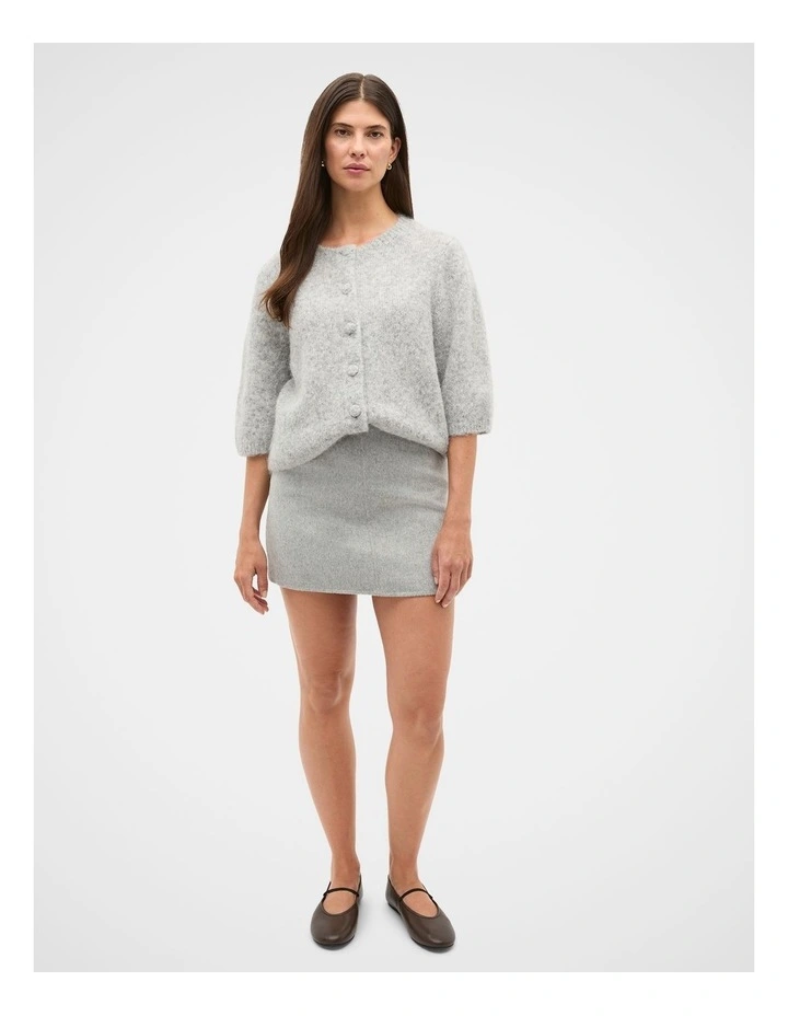 Seam Front Mini Skirt in Pale Slate Marle image 4
