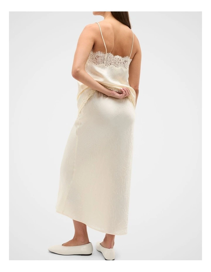 Crinkled Satin Slip Skirt in Coconut Cream image 2