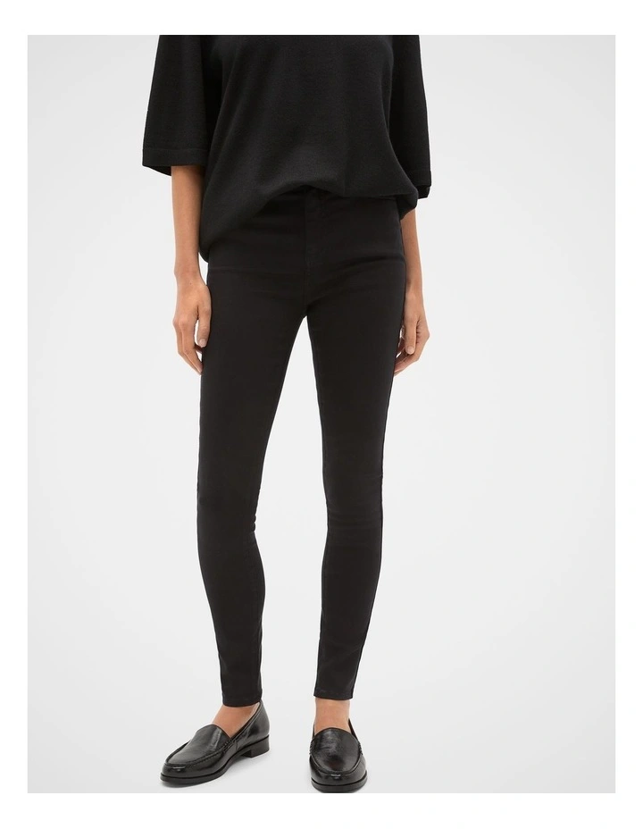 High Waisted Skinny Leg Jean in Black image 1