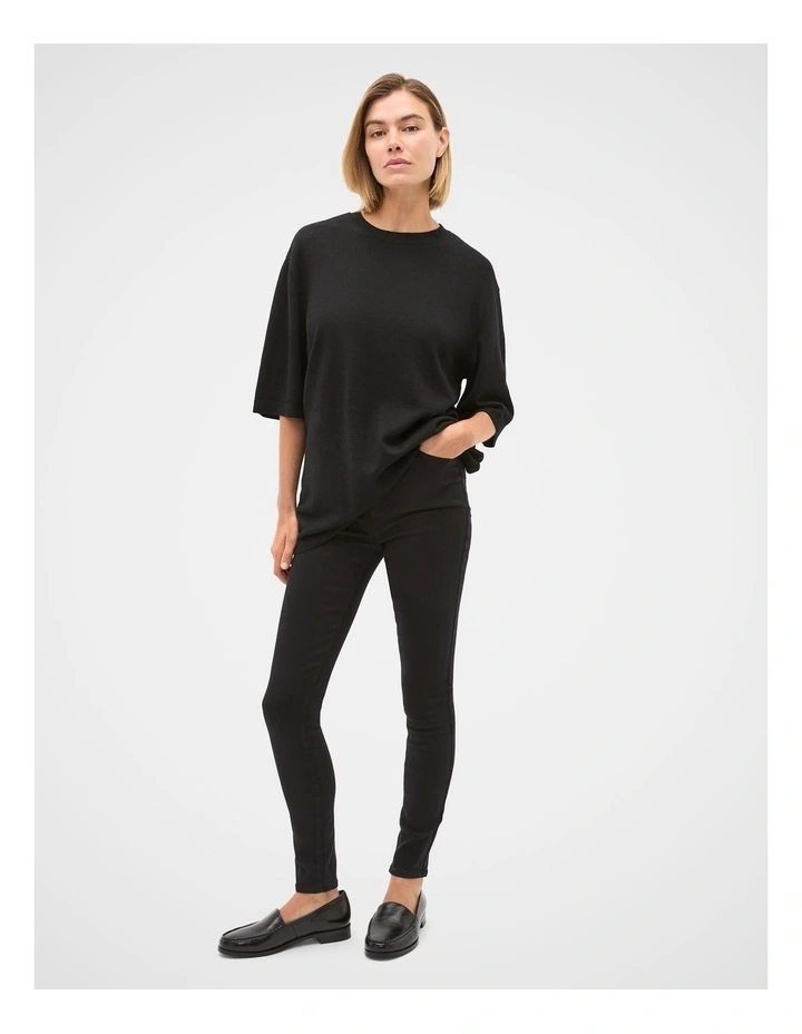 High Waisted Skinny Leg Jean in Black image 3