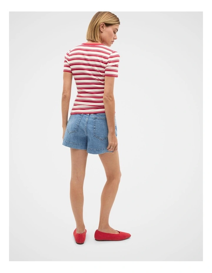 Rib Tee in Poppy Stripe image 2