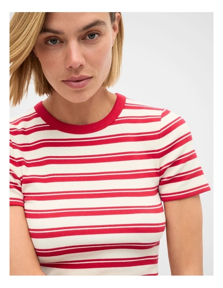 Rib Tee in Poppy Stripe image 4