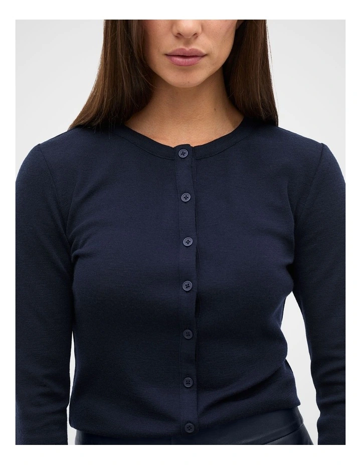 Australian Merino Cardigan in Twilight Blue image 4