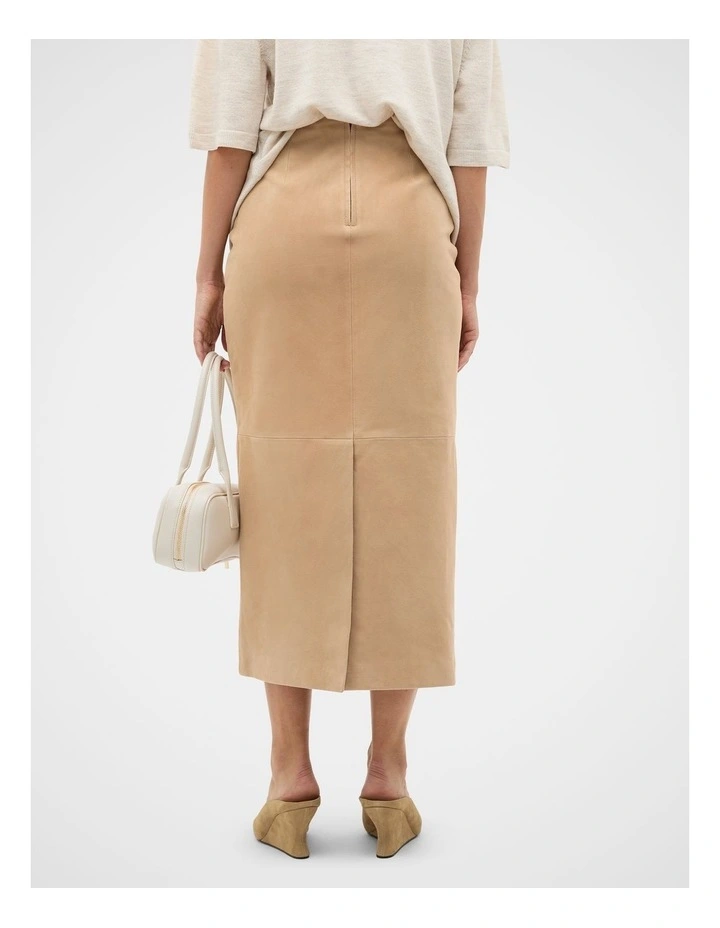 Suede Midi Skirt in Sandstone image 2