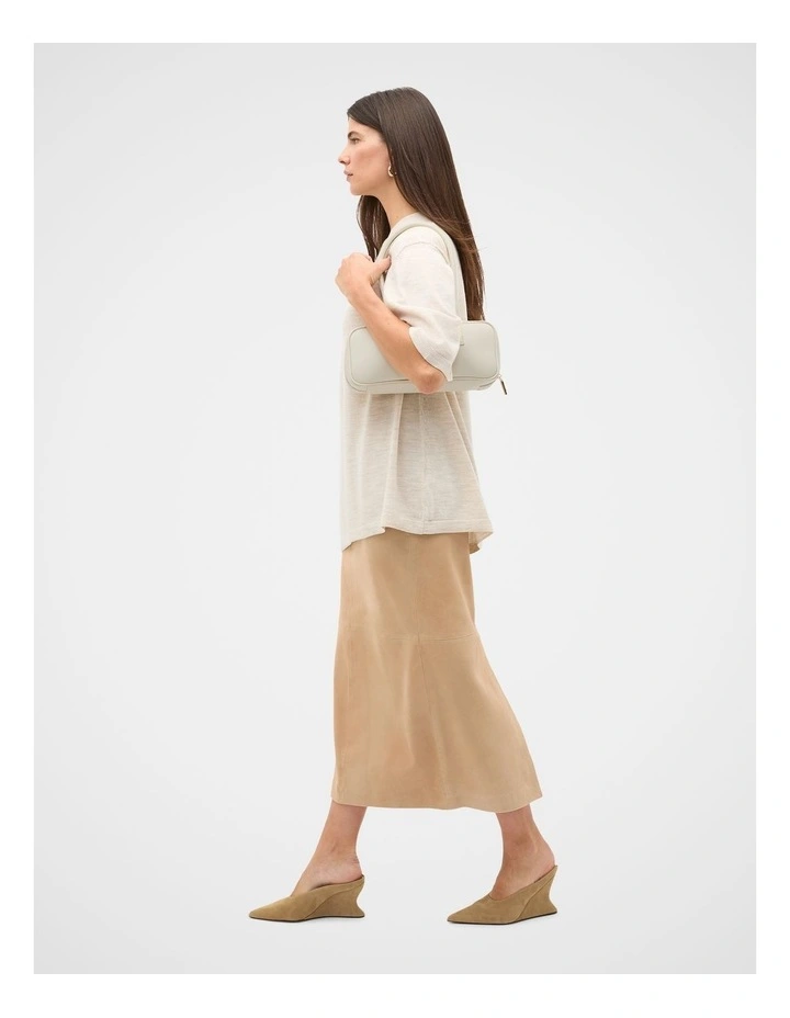 Suede Midi Skirt in Sandstone image 3