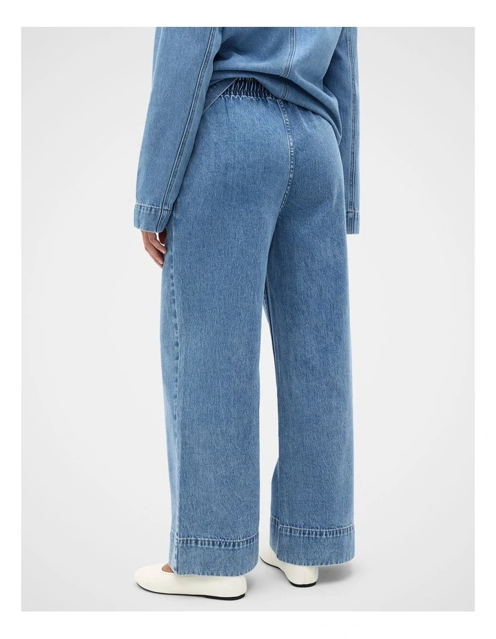 Elasticated Wide Leg Jean in Mist Blue Denim image 2