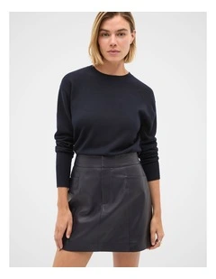 Leather Mini Seam Skirt in Twilight Blue