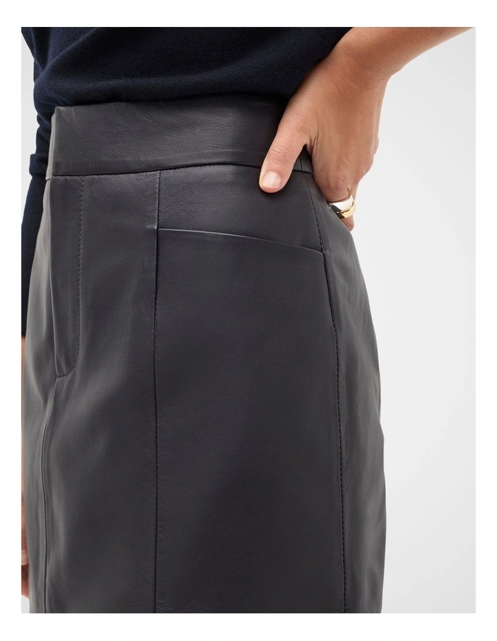 Leather Mini Seam Skirt in Twilight Blue image 3