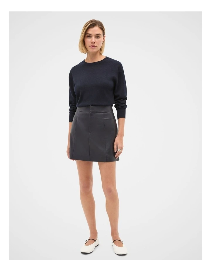 Leather Mini Seam Skirt in Twilight Blue image 4