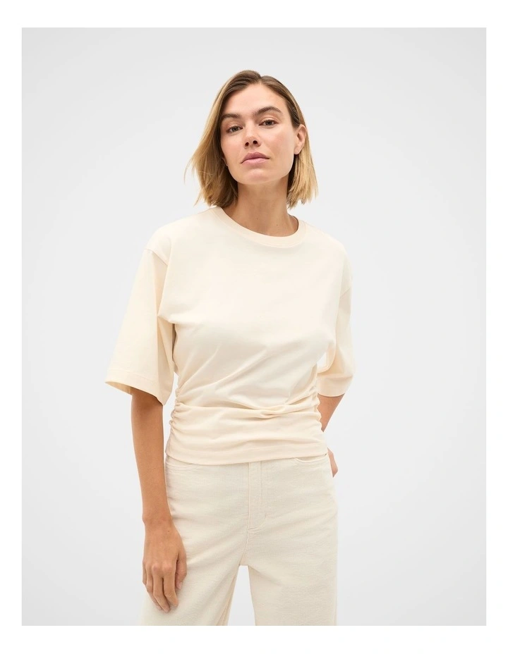 Waisted Crop Tee in Coconut Cream image 1