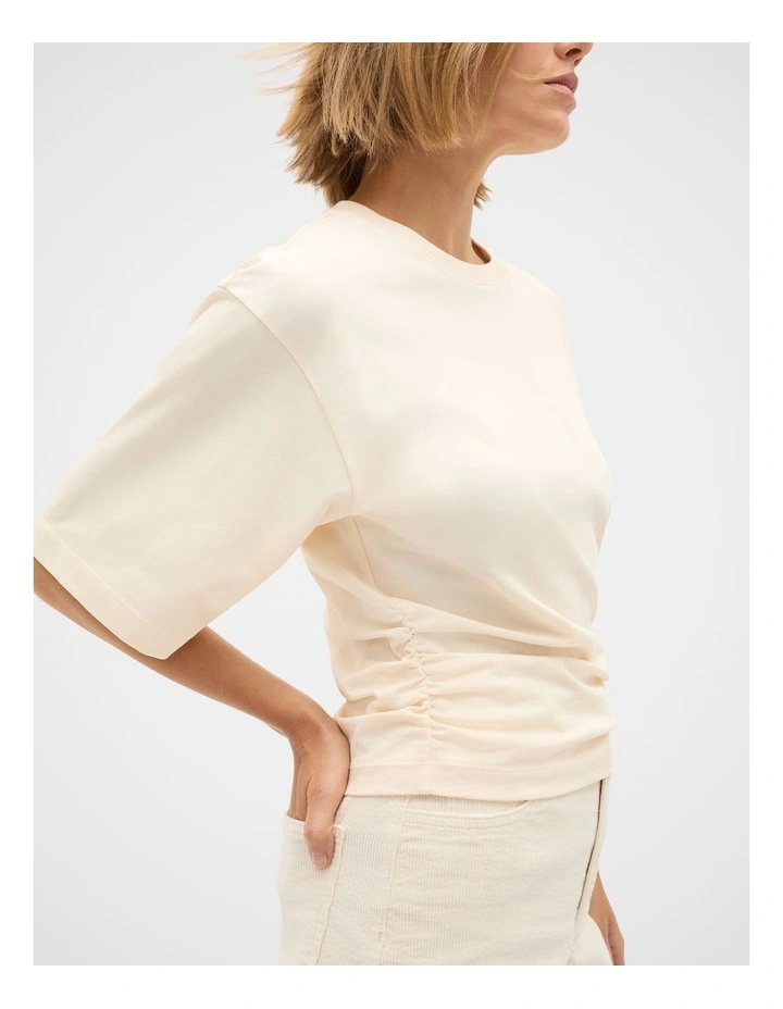 Waisted Crop Tee in Coconut Cream image 3