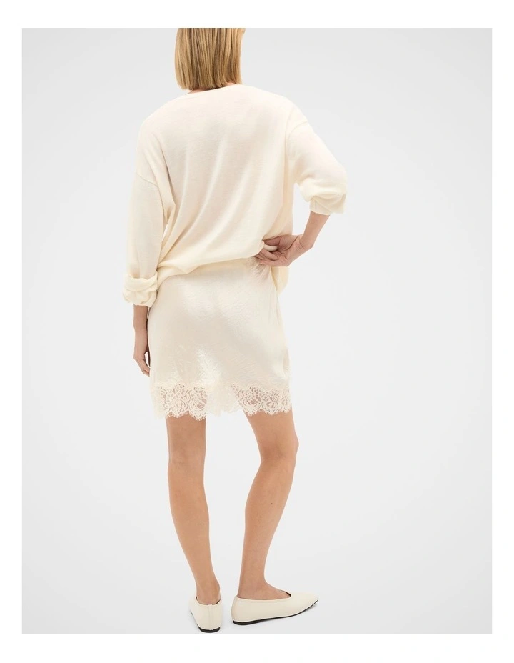 Lace Trim Mini Skirt in Coconut Cream image 2