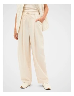 Textured Barrel Pant in Coconut Cream