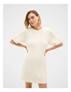 Cotton Cable Knit Mini Dress