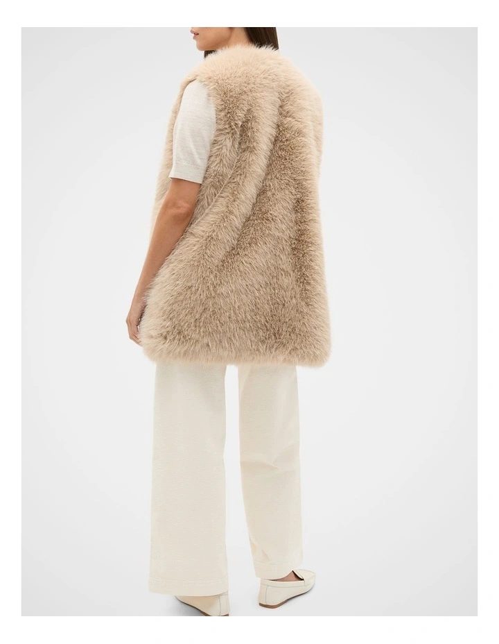 Faux Fur Gilet in Sandstone image 2