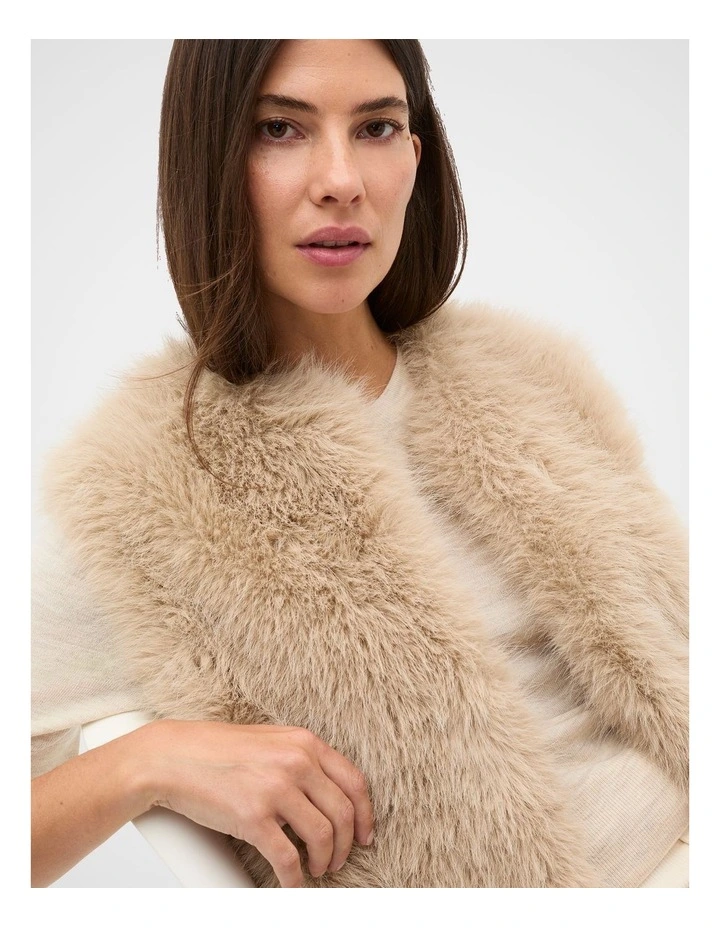 Faux Fur Gilet in Sandstone image 3