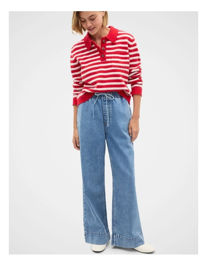 Brushed Merino Stripe Polo Knit image 4