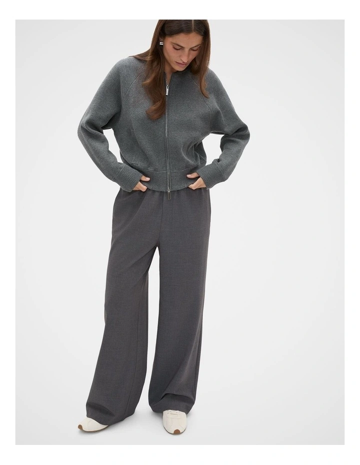 Double Knit Bomber Cardigan in Charcoal Grey Marle image 4