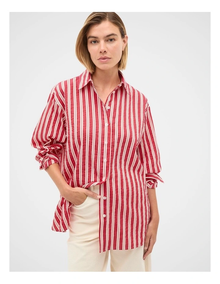 Textured Shirt in Poppy Stripe image 1