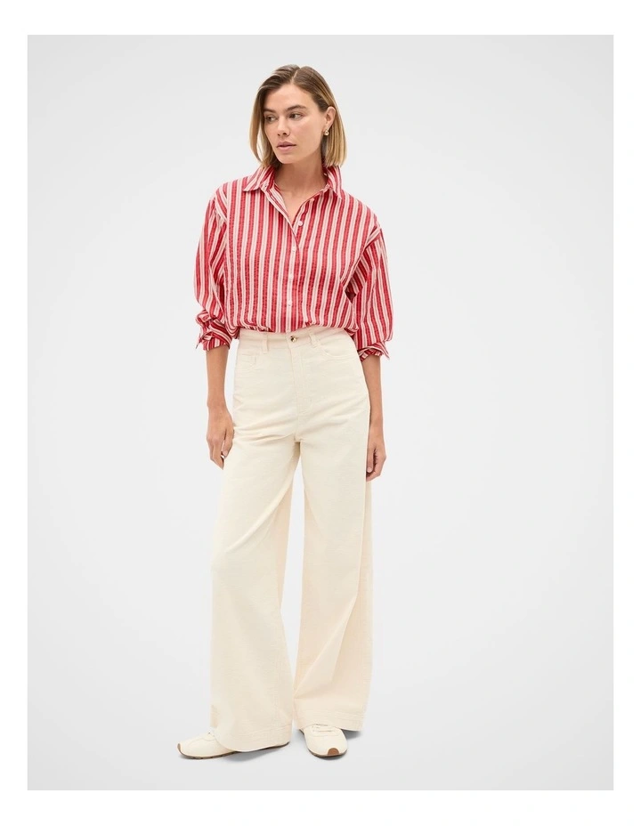 Textured Shirt in Poppy Stripe image 3