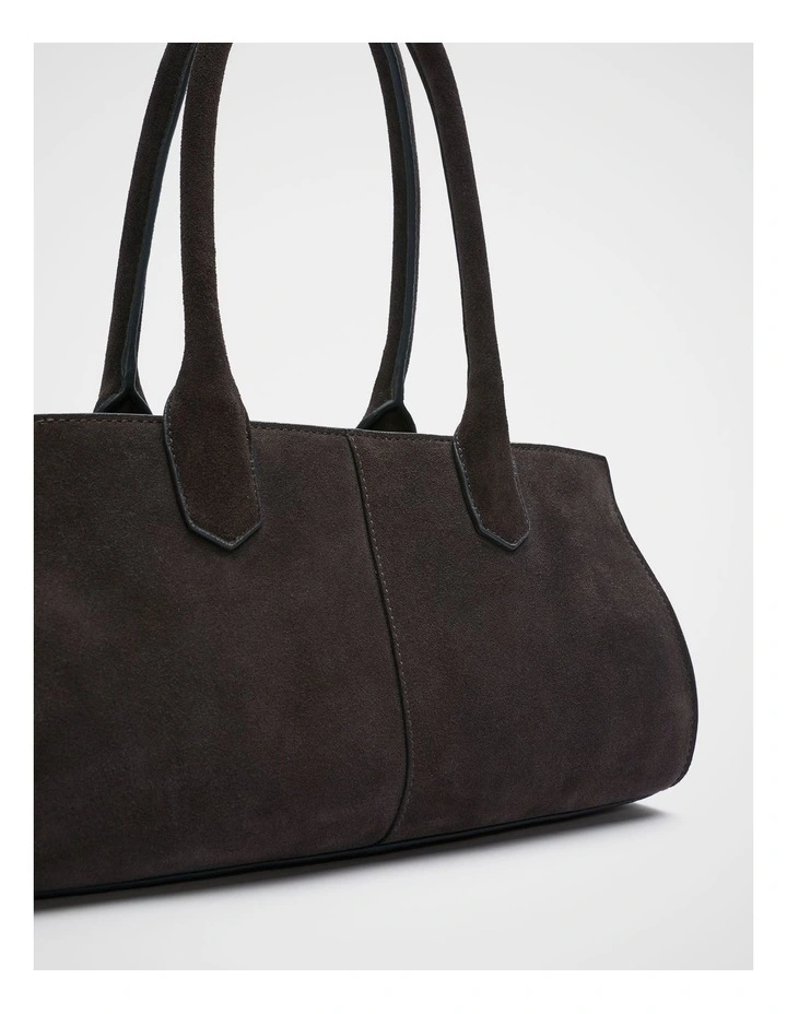 Suede East West Tote in Chocolate image 3