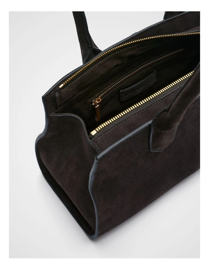 Suede East West Tote in Chocolate image 4