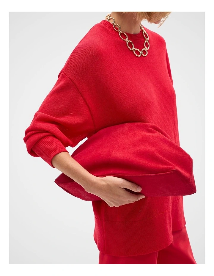 Suede Rounded Clutch in Poppy image 2