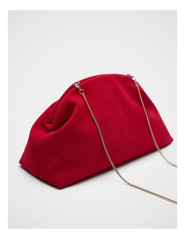 Suede Rounded Clutch in Poppy image 3