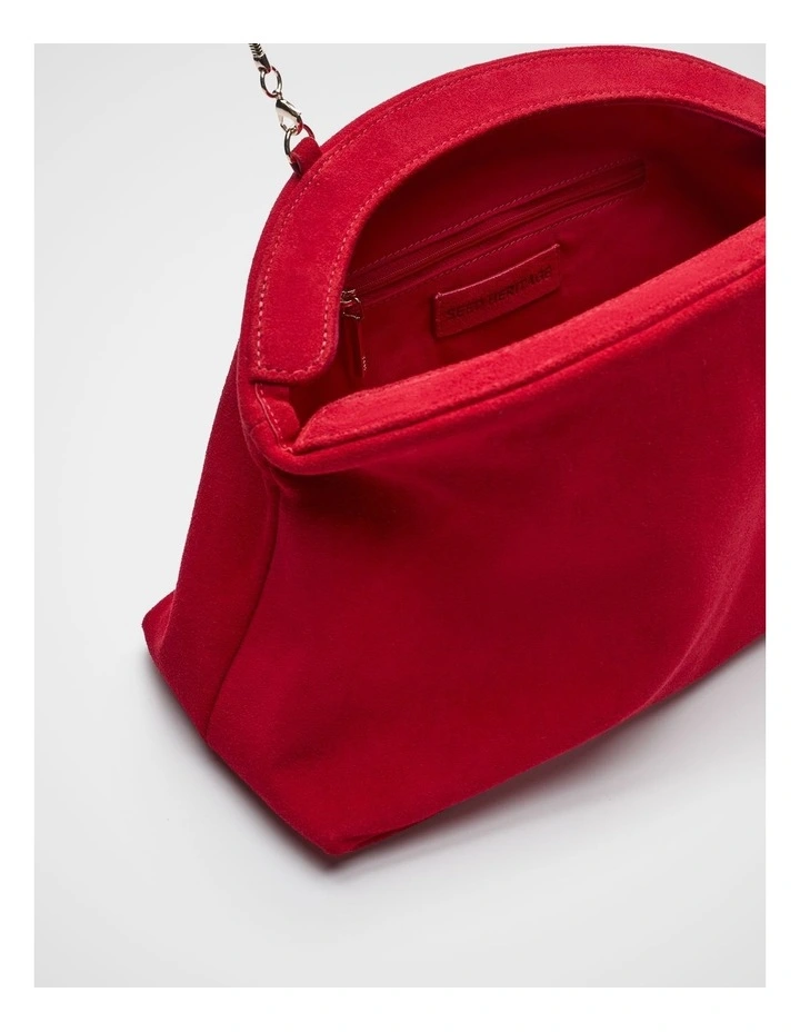 Suede Rounded Clutch in Poppy image 4