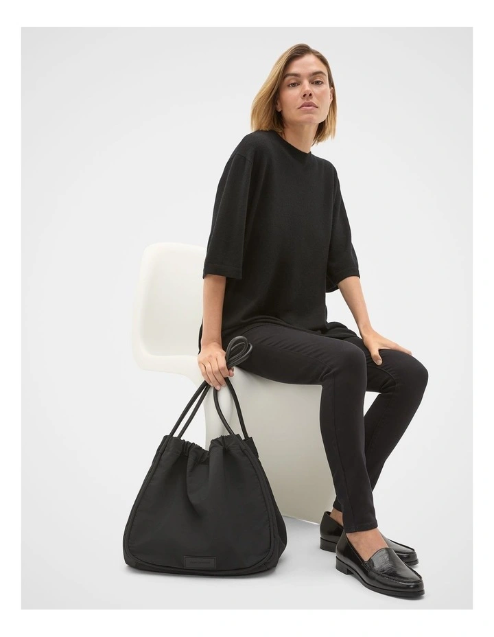 Ruched Essential Tech Tote in Black image 2