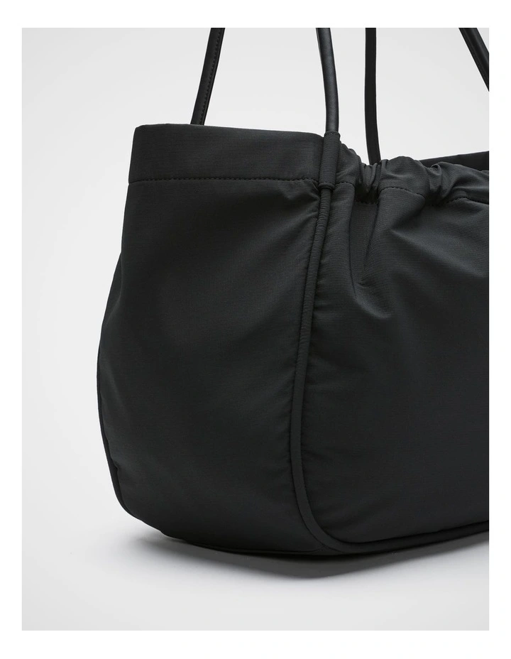 Ruched Essential Tech Tote in Black image 3