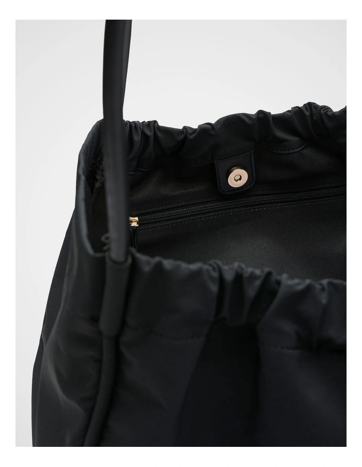 Ruched Essential Tech Tote in Black image 4