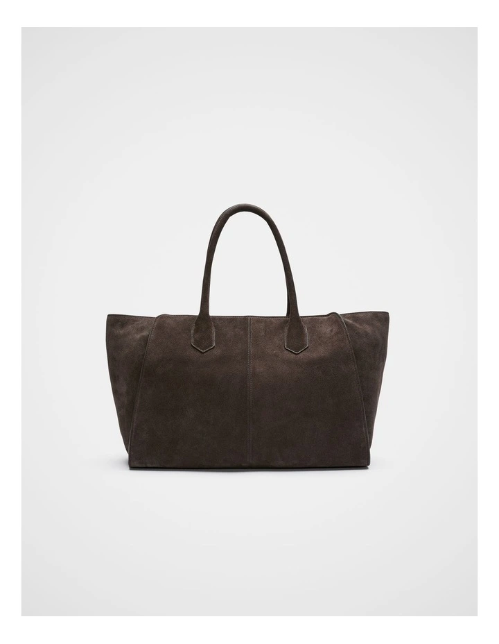 Softly Structured Suede Tote in Chocolate image 1