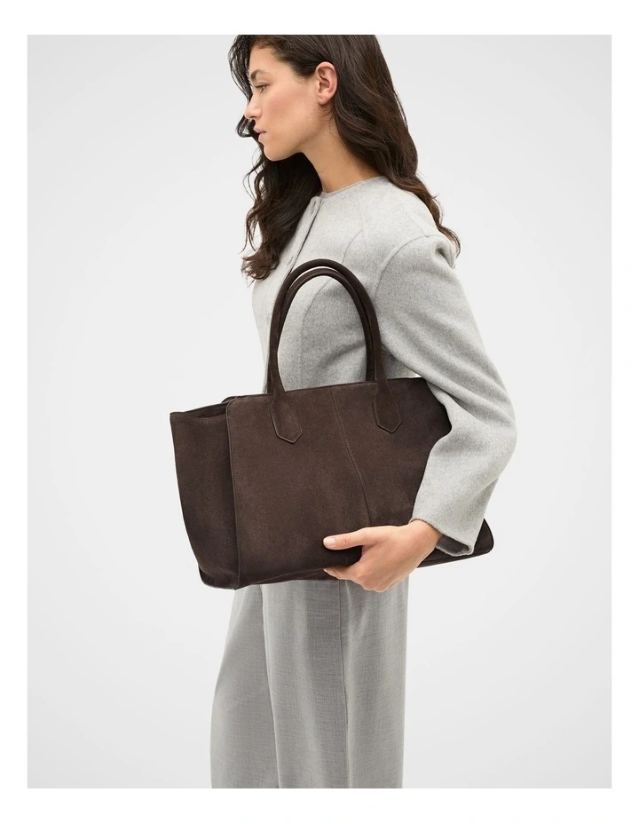 Softly Structured Suede Tote Bag in Brown image 2