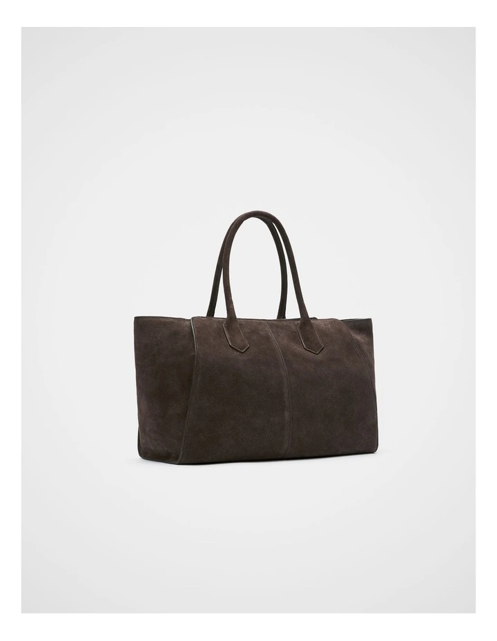 Softly Structured Suede Tote in Chocolate image 3