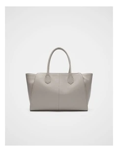 Softly Structured Leather Tote in Pale Slate Marle