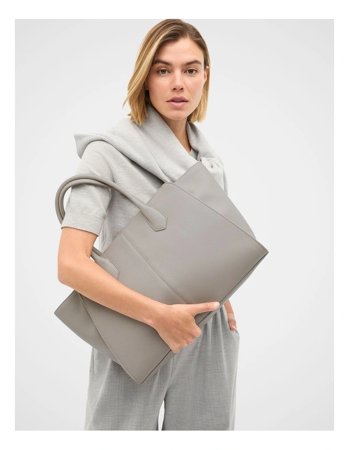 Softly Structured Leather Tote in Pale Slate Marle image 2