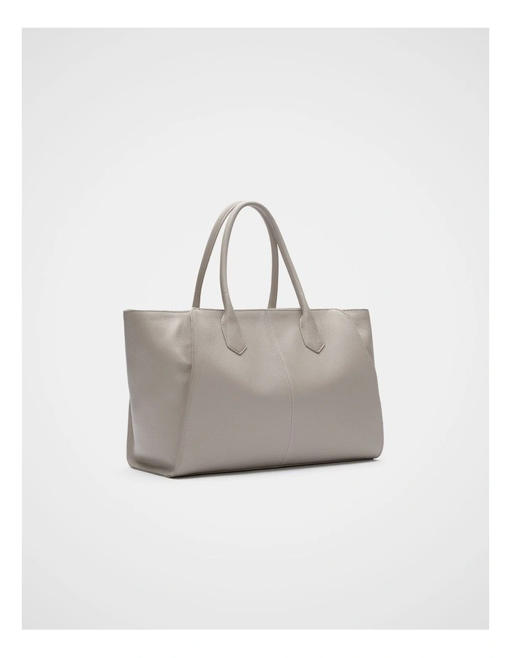Softly Structured Leather Tote in Pale Slate Marle image 3