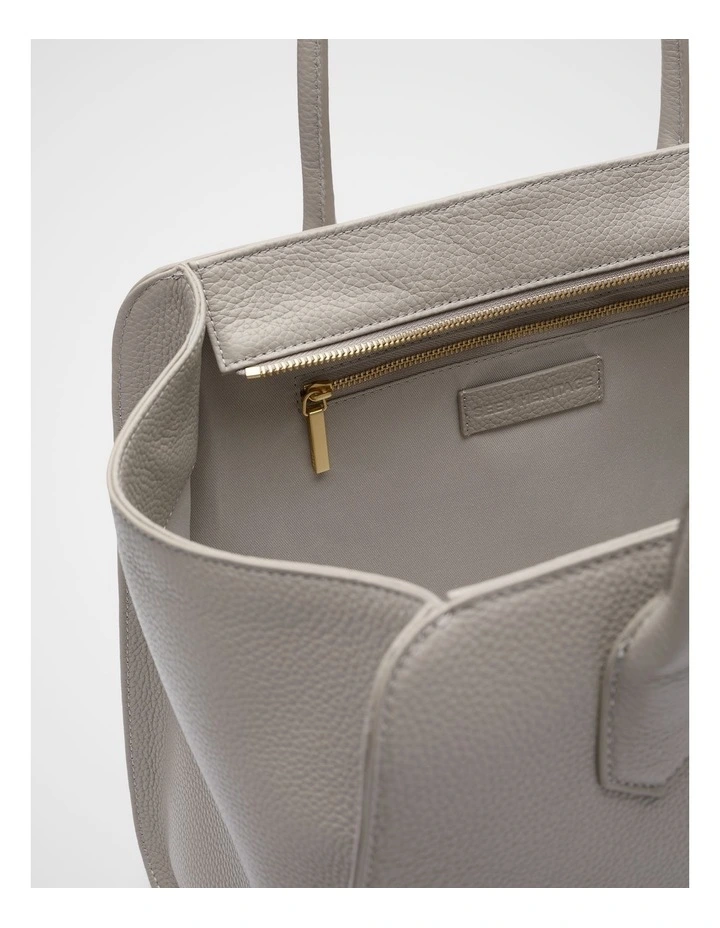 Softly Structured Leather Tote in Pale Slate Marle image 4