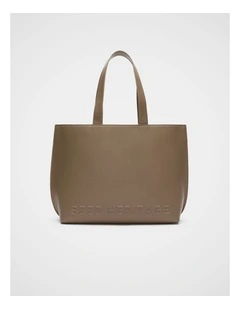 Logo Detail Tote in Dark Cashew