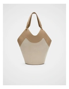 Two Tone Gathered Tote in Sandstone