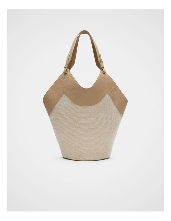 Two Tone Gathered Tote in Sandstone image 1