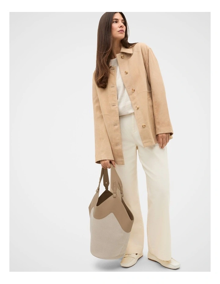 Two Tone Gathered Tote in Sandstone image 2