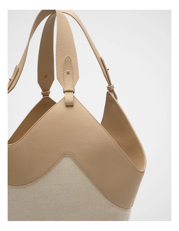 Two Tone Gathered Tote in Sandstone image 3