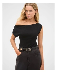 Hallie Metal Keeper Belt in Black