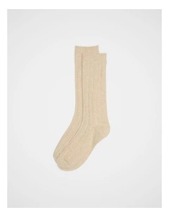 Marled Boot Sock in Sandstone Marle