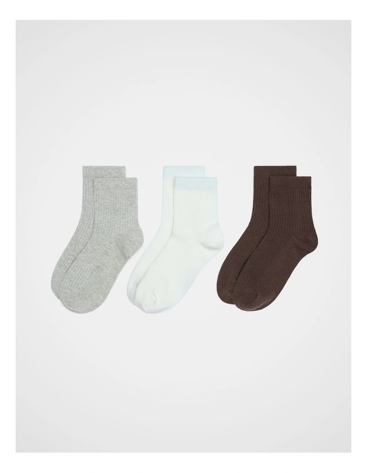3 Pack Quarter Crew Socks in Pale Slate Multi image 1