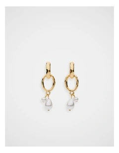 Pearl Drop Link Earring in Gold