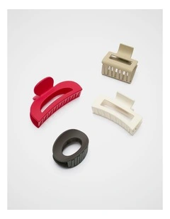 Multi Hair Claw Pack in Poppy