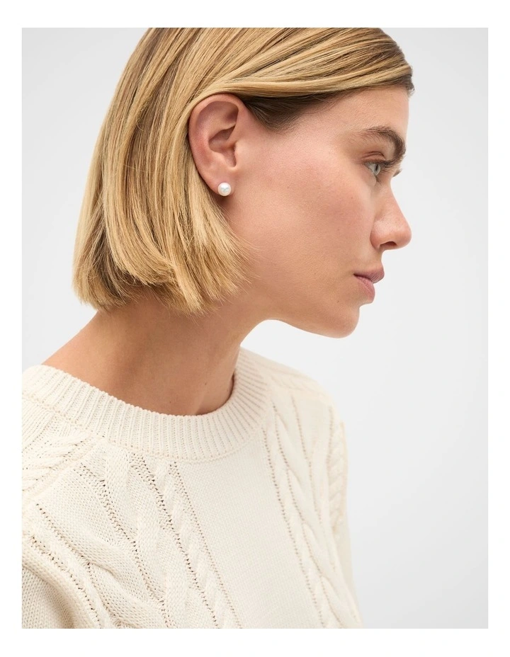 Pearl Stud Earring in Pearl image 2